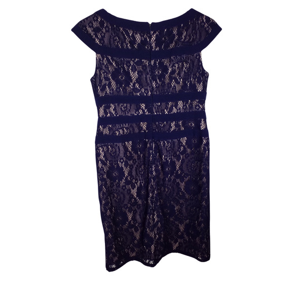 Adrianna Papell Petite Dress 4P Blue Sleeveless Lined Back Zip Stretch - Picture 1 of 5